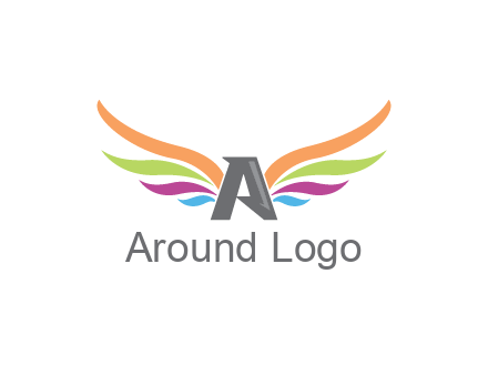 letter A with colorful wings