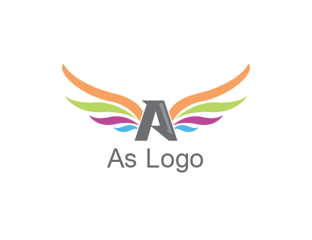 letter A with colorful wings