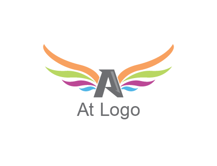 letter A with colorful wings