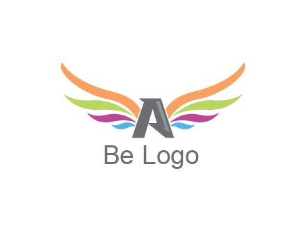 letter A with colorful wings