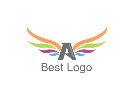 letter A with colorful wings