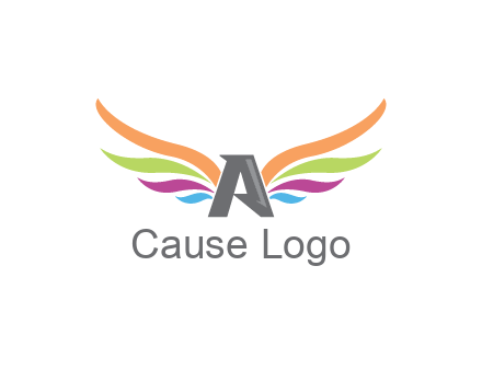 letter A with colorful wings