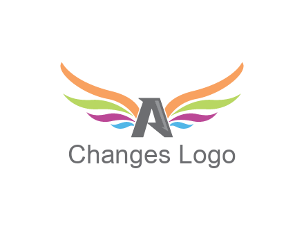 letter A with colorful wings