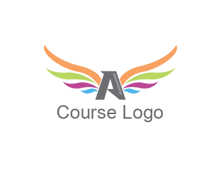 letter A with colorful wings
