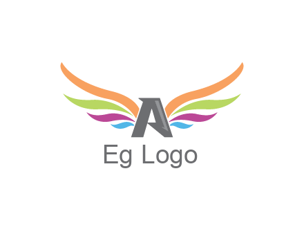 letter A with colorful wings