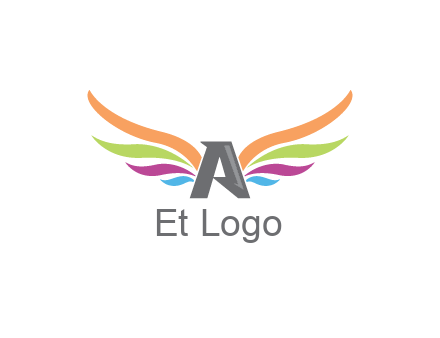 letter A with colorful wings