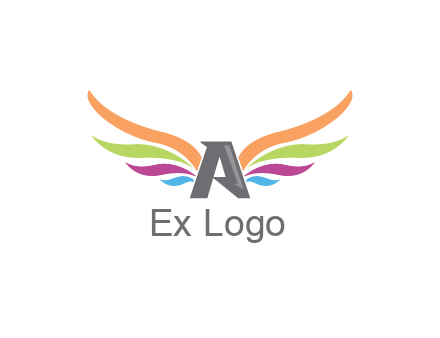 letter A with colorful wings