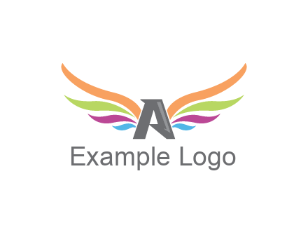 letter A with colorful wings