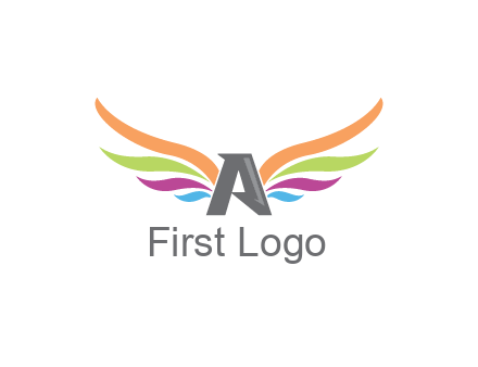 letter A with colorful wings