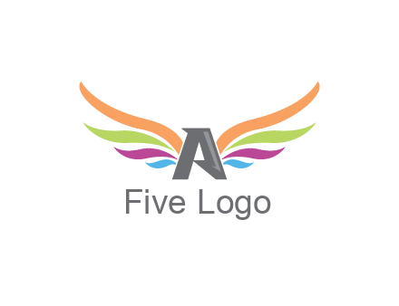 letter A with colorful wings