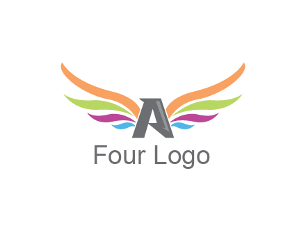 letter A with colorful wings