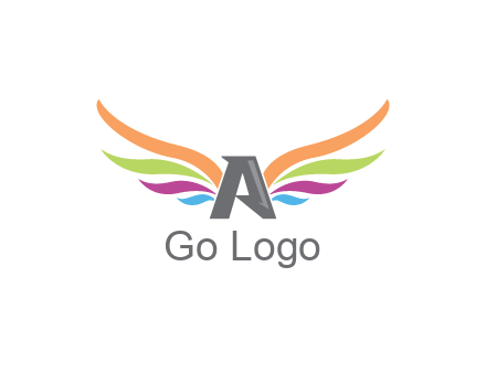 letter A with colorful wings