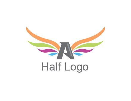 letter A with colorful wings