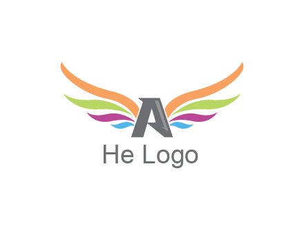 letter A with colorful wings
