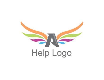 letter A with colorful wings