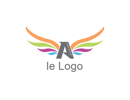 letter A with colorful wings