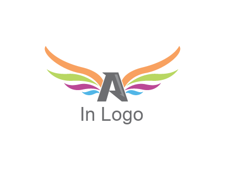 letter A with colorful wings