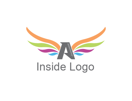 letter A with colorful wings