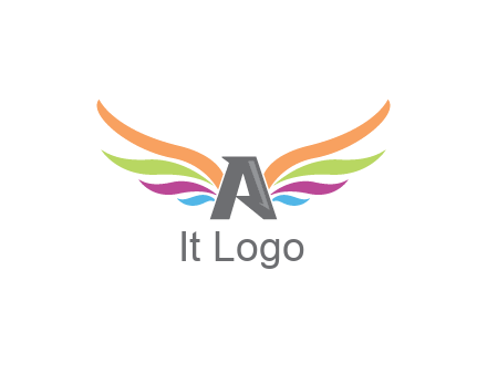 letter A with colorful wings
