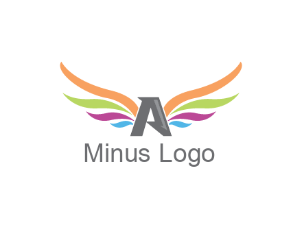 letter A with colorful wings