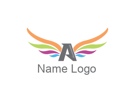 letter A with colorful wings