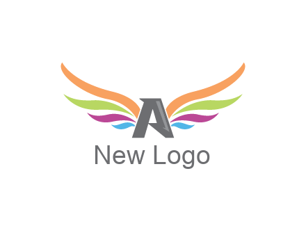 letter A with colorful wings