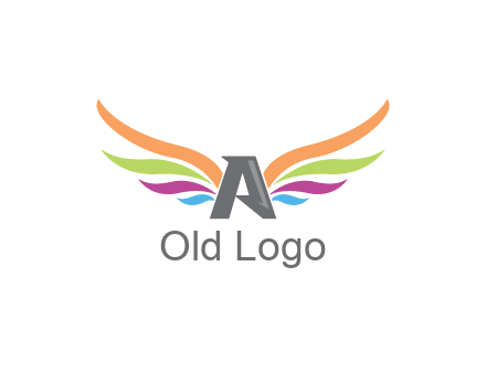 letter A with colorful wings