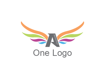 letter A with colorful wings