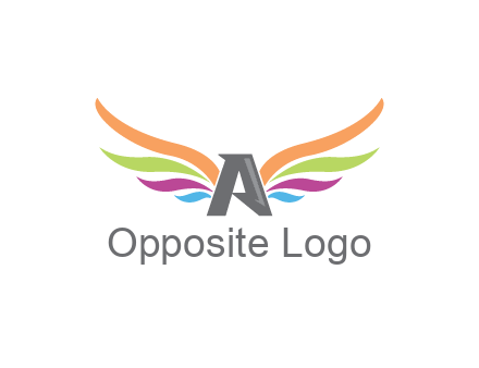 letter A with colorful wings