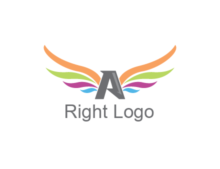 letter A with colorful wings