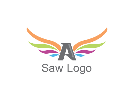 letter A with colorful wings