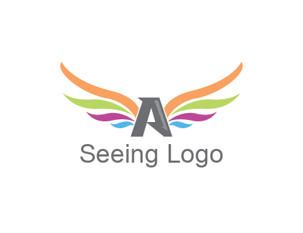 letter A with colorful wings