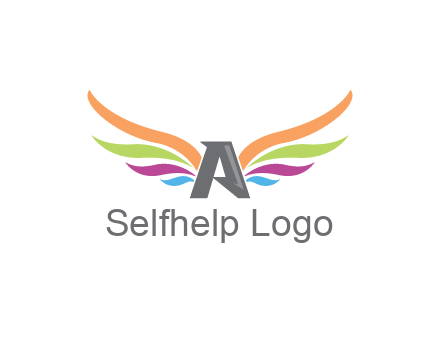 letter A with colorful wings