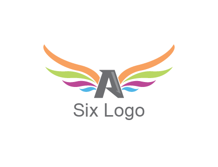 letter A with colorful wings