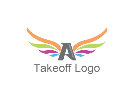 letter A with colorful wings