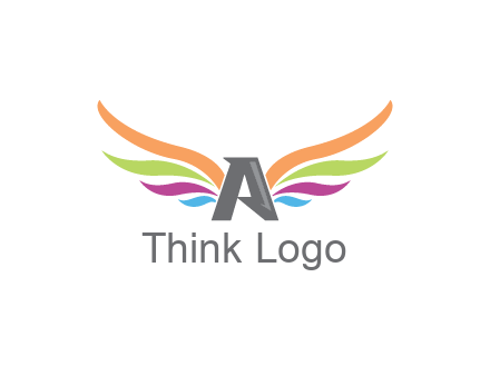 letter A with colorful wings
