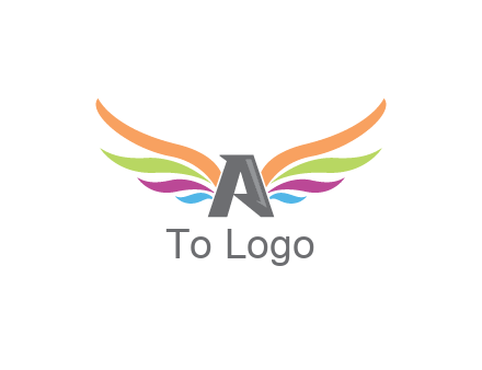 letter A with colorful wings
