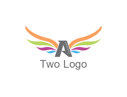 letter A with colorful wings