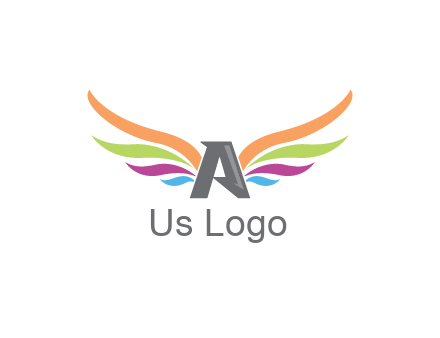 letter A with colorful wings