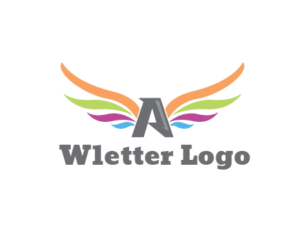 letter A with colorful wings