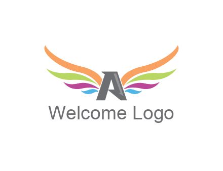 letter A with colorful wings