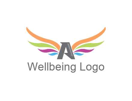 letter A with colorful wings