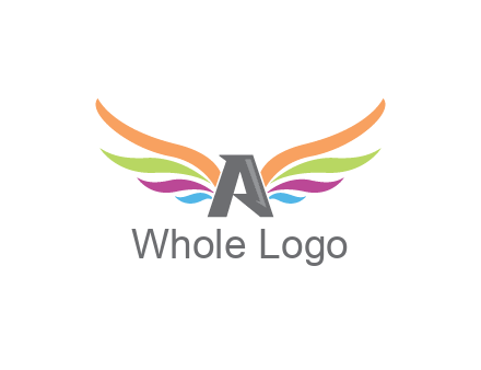 letter A with colorful wings