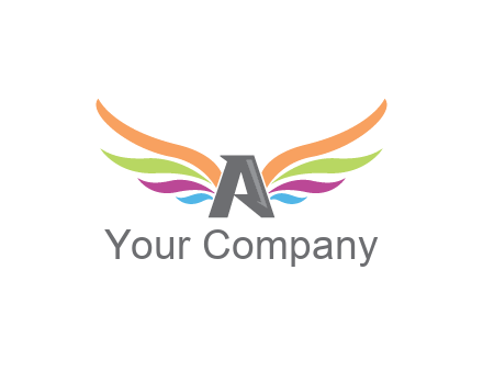 letter A with colorful wings