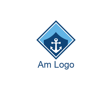 ship anchor in shield in polygon