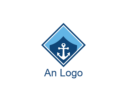 ship anchor in shield in polygon