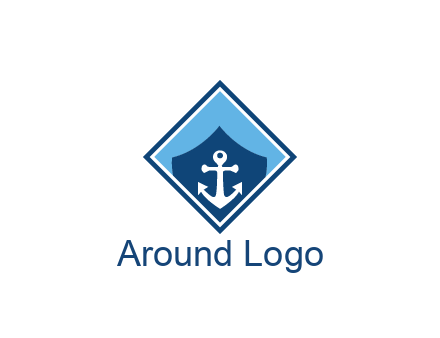 ship anchor in shield in polygon