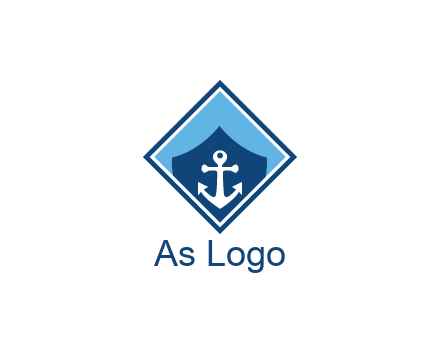 ship anchor in shield in polygon