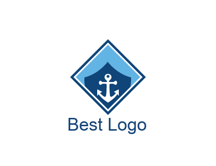 ship anchor in shield in polygon