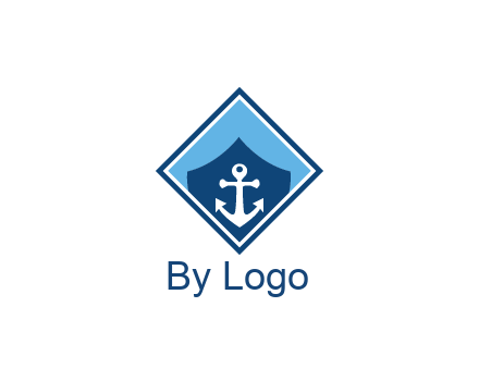 ship anchor in shield in polygon